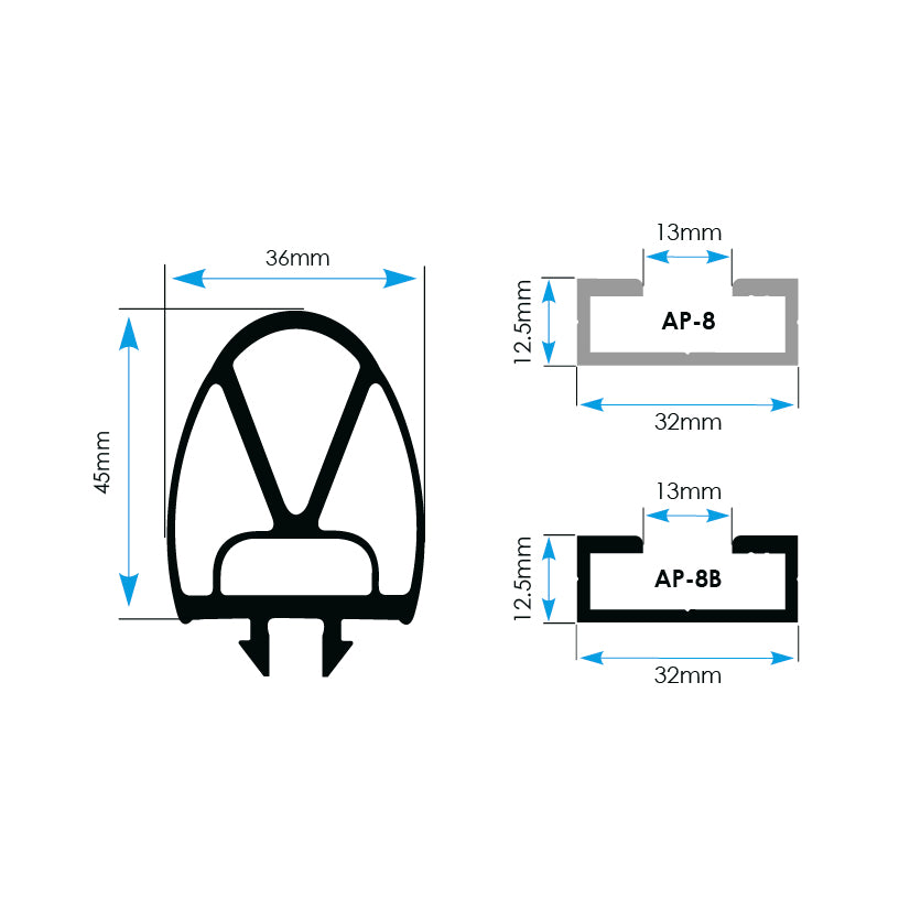 ClickLine 36/45 Safety Edge with 2 x 2m Cable