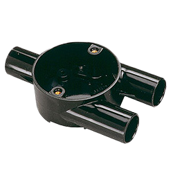 Black Circular Branch (Y) Conduit Box (3 Way) 20mm