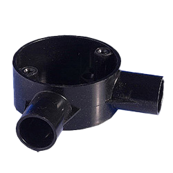 Black Circular Angle Conduit Box (2 Way) 20mm