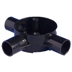 Black Circular Tee Conduit Box (3 Way) 20mm