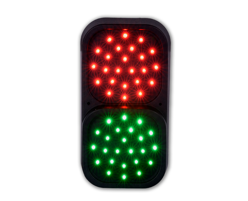 LED Traffic light with two 100mm diameter LED arrays w/ 4m cable tail
