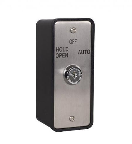 Three Position Key Switch (hold open/off/auto) latching