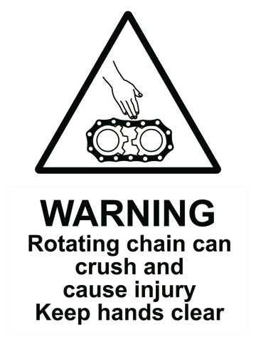 Warning Rotating Chain Sign 150 x 200mm - customisable