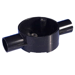 Black Circular Through Conduit Box (2 Way) 20mm