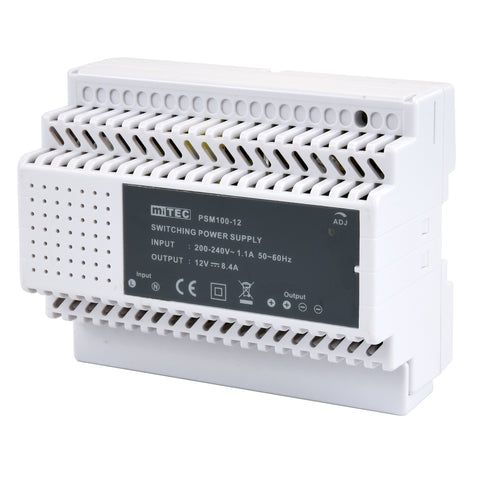 Mini Switching Power Supply 200-240VAC 1 x 12VDC 8.4A DIN MOUNT