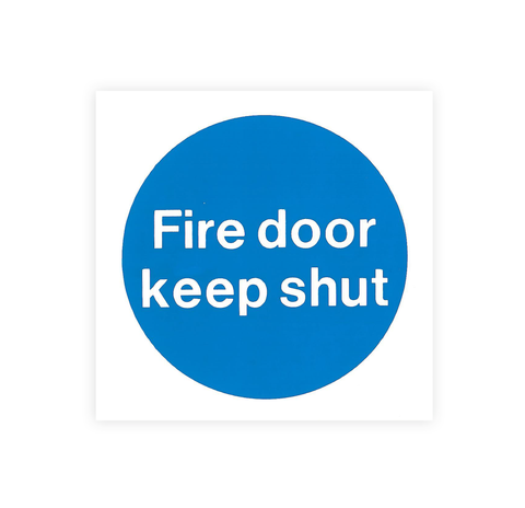 Fire Door Keep Shut Sign 90 x 90mm Self Adhesive Vinyl