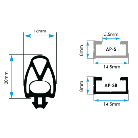 S-Line 16/20-A0V Safety Edge with 2 x 2m Cables