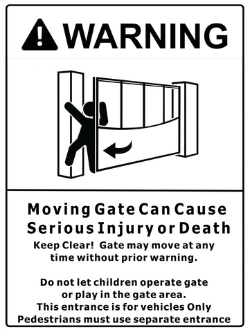 Warning Moving Gate Sign 150 x 200mm - customisable