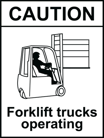 Caution Forklift Trucks Operating Sign 150 x 200mm - customisable