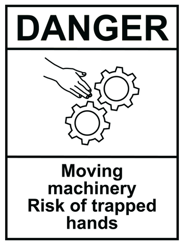 Danger Moving Machinery Sign 150 x 200mm - customisable