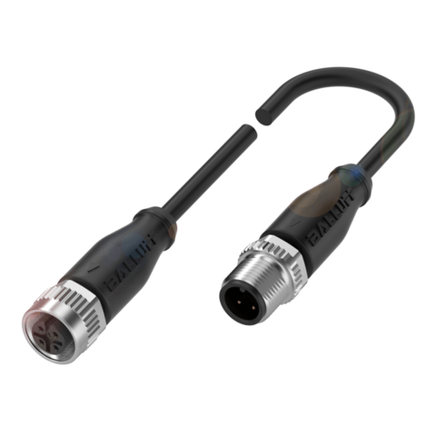 M12 Female to M12 Male PUR Black Cord Set